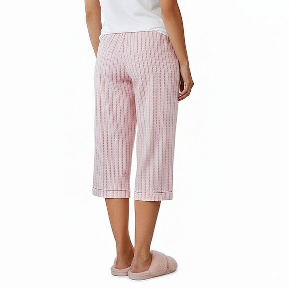 DKNY by Donna Karan Pink Magenta Embroidered Wide Leg Capri Pajama Pants Sz M - Picture 3 of 12